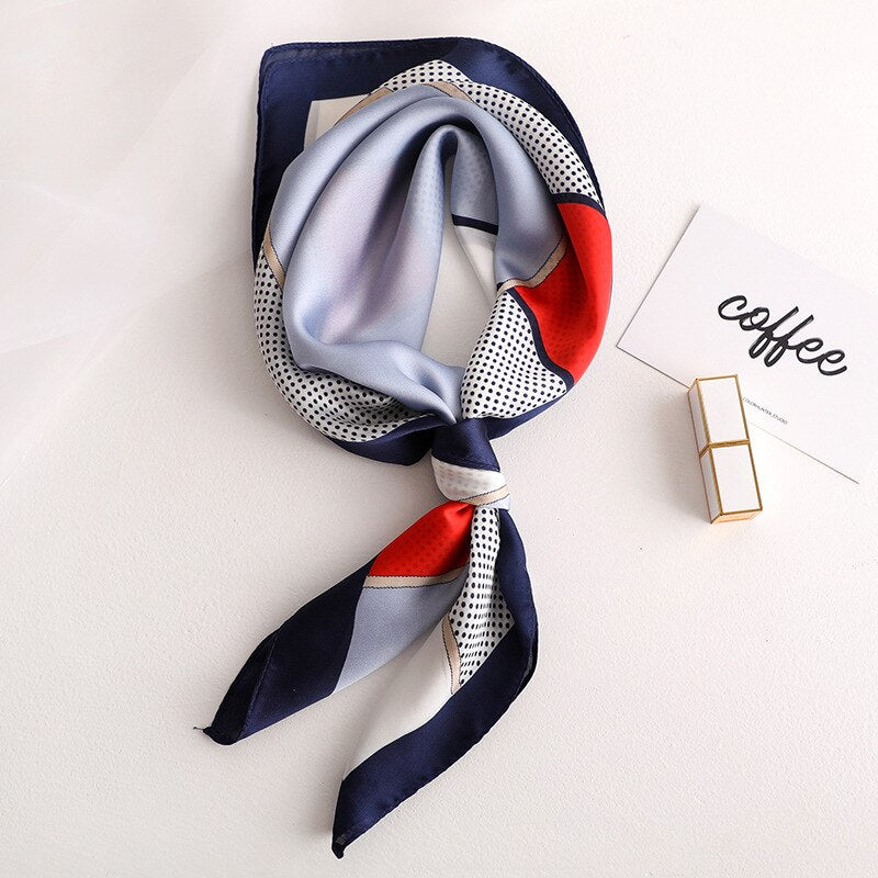 Élise Long Silk Scarf – Tricolor Satin Drape