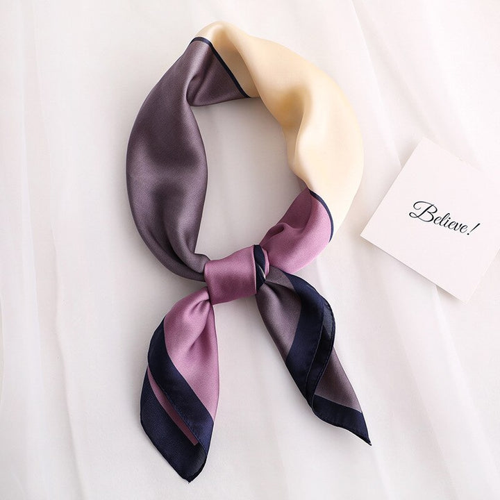 Élise Long Silk Scarf – Tricolor Satin Drape