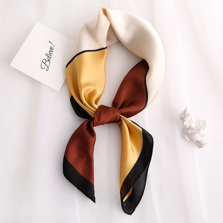 Élise Long Silk Scarf – Tricolor Satin Drape
