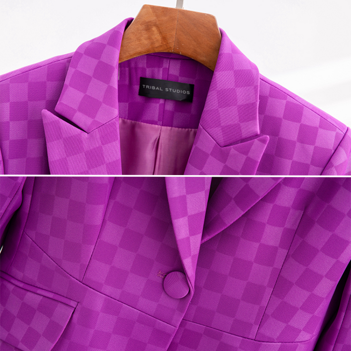 Eva Elegant Plaid Blazer - Edward Fraiser