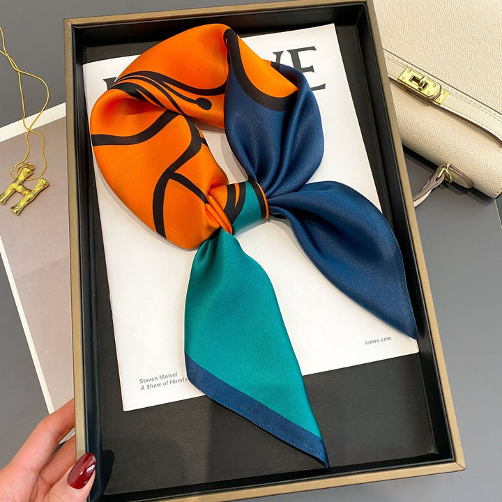 Vivienne Silk Square Scarf – Bold Color Block