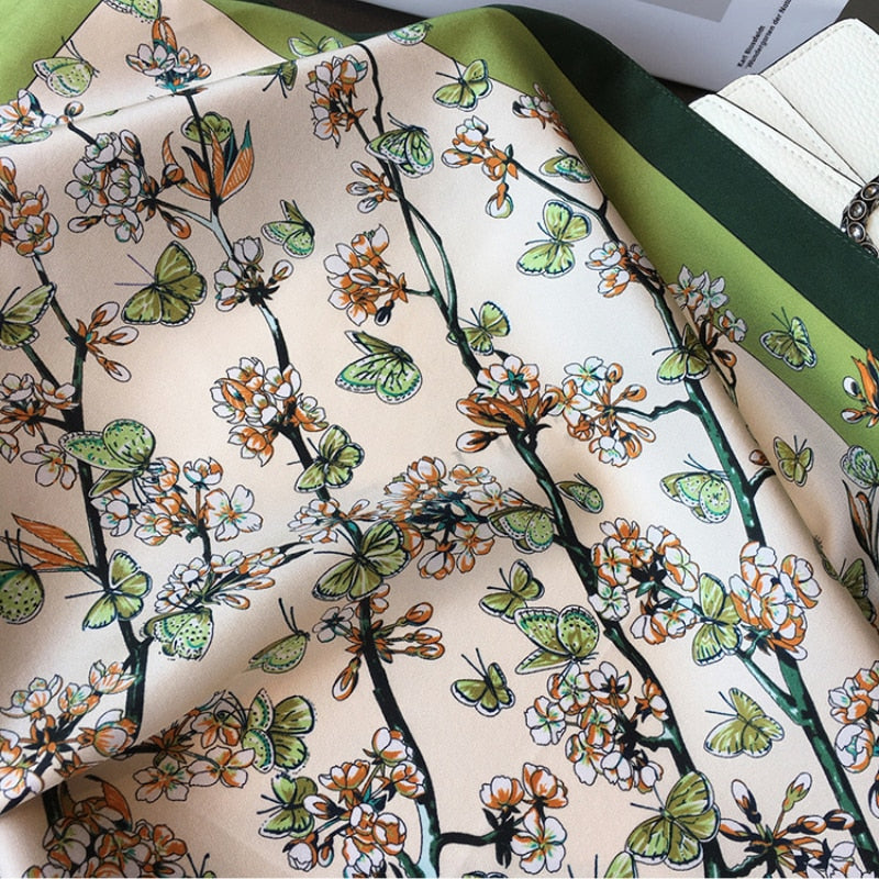 Amélie Pure Silk Scarf – 70cm Floral Square