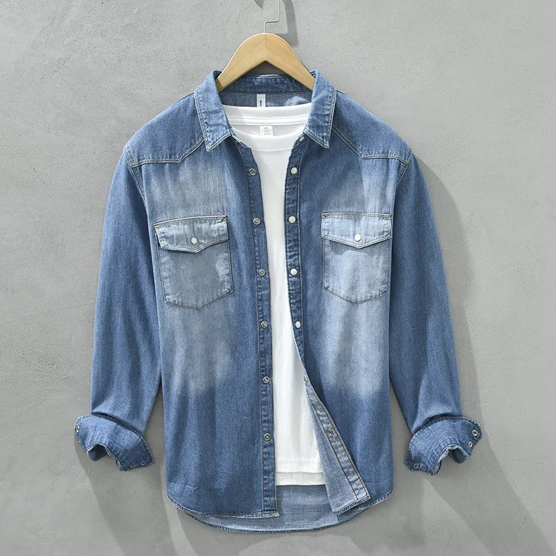 Alessio Cotton Denim Shirt - Sydney Fraiser
