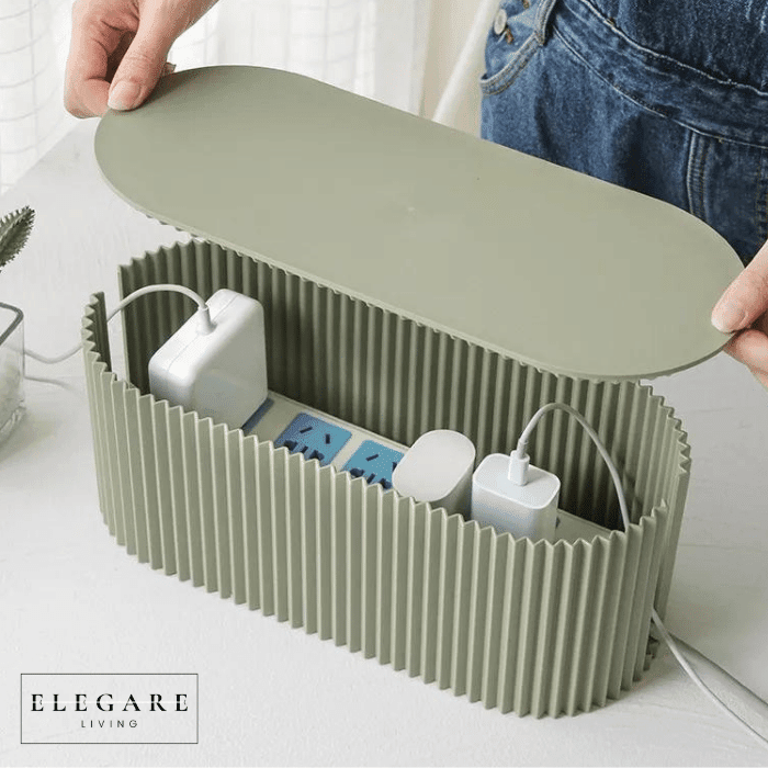 Cable Organizer Box with Lid – Desk Cord Management Solution