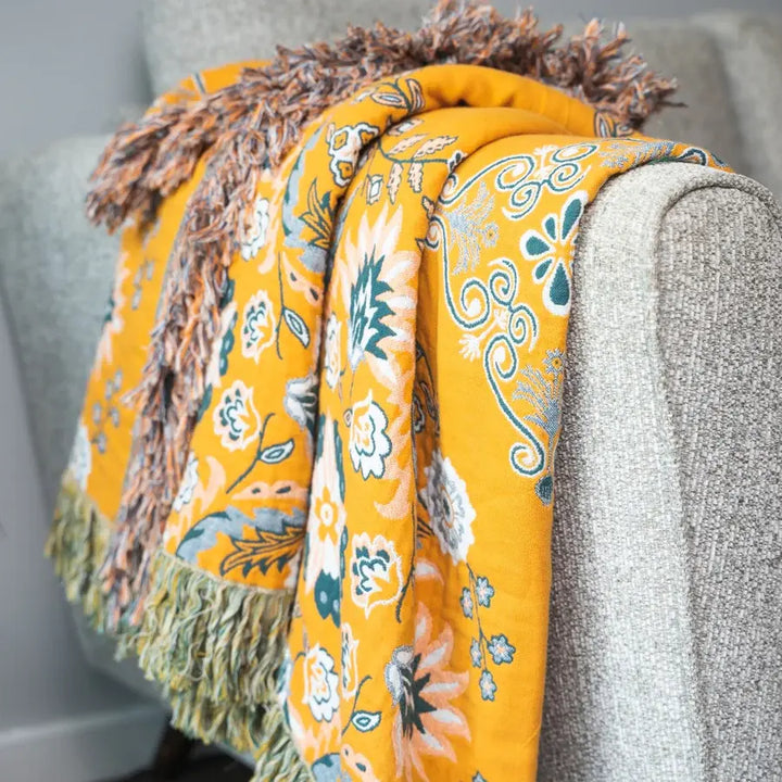 Marais Reversible Cotton Floral Throw Blanket