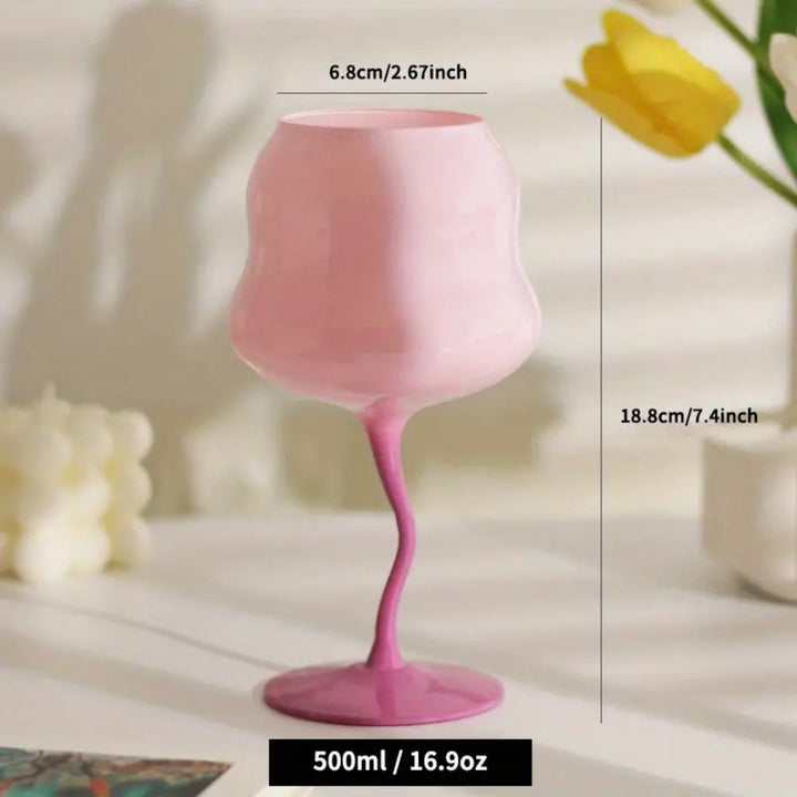 Coral Wine Glasses – Handblown Curved Glassware for Modern Table Settings