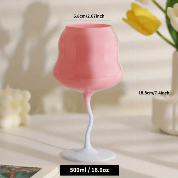 Coral Wine Glasses – Handblown Curved Glassware for Modern Table Settings