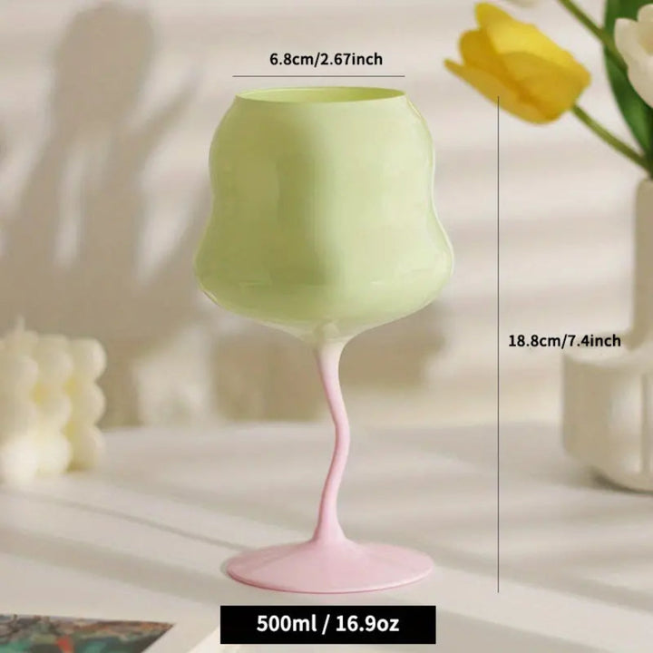 Coral Wine Glasses – Handblown Curved Glassware for Modern Table Settings