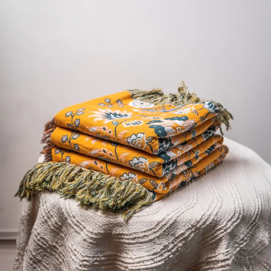 Marais Reversible Cotton Floral Throw Blanket