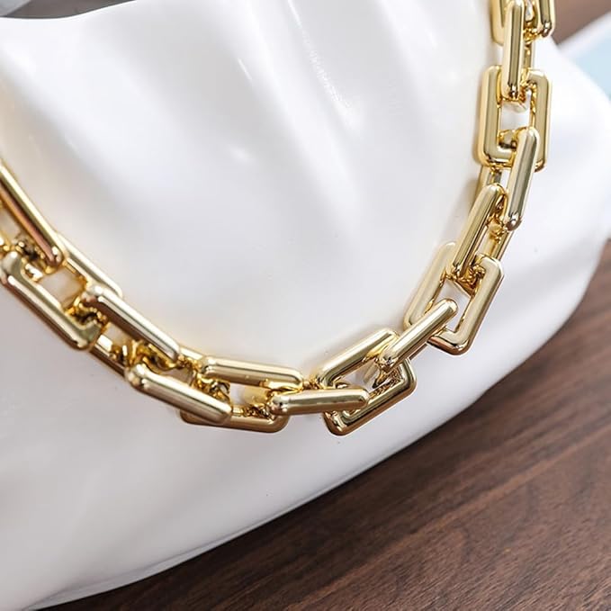 White Cloud Resin Vase with Gold Chain Accent – Artistic Statement Decor