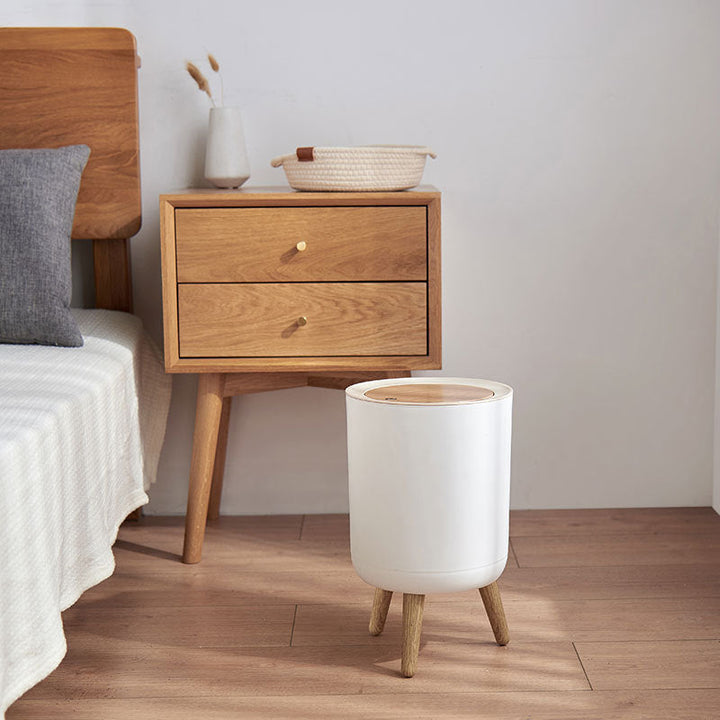 Wooden High Foot Pedal Bin