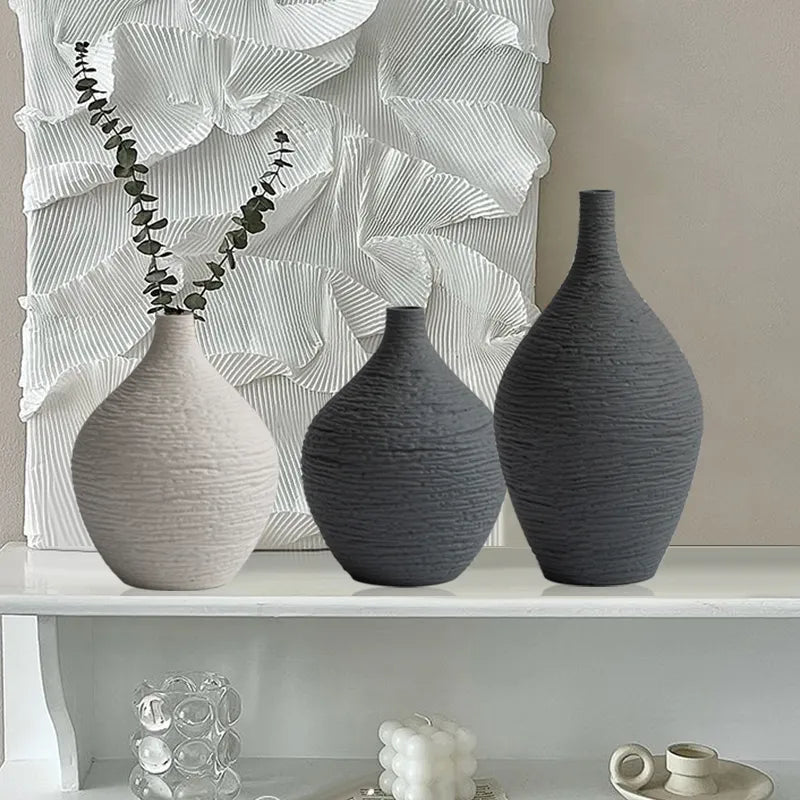 Textured Matte Ceramic Vase – Neutral Minimalist Decor for Modern & Scandinavian Interiors
