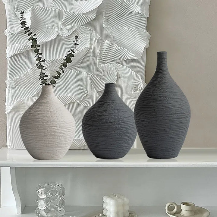 Textured Matte Ceramic Vase – Neutral Minimalist Decor for Modern & Scandinavian Interiors