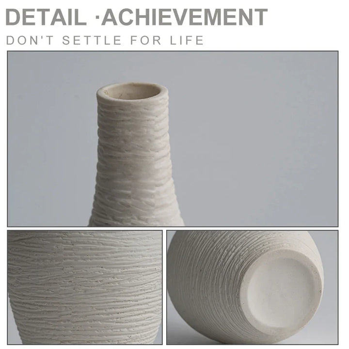 Textured Matte Ceramic Vase – Neutral Minimalist Decor for Modern & Scandinavian Interiors