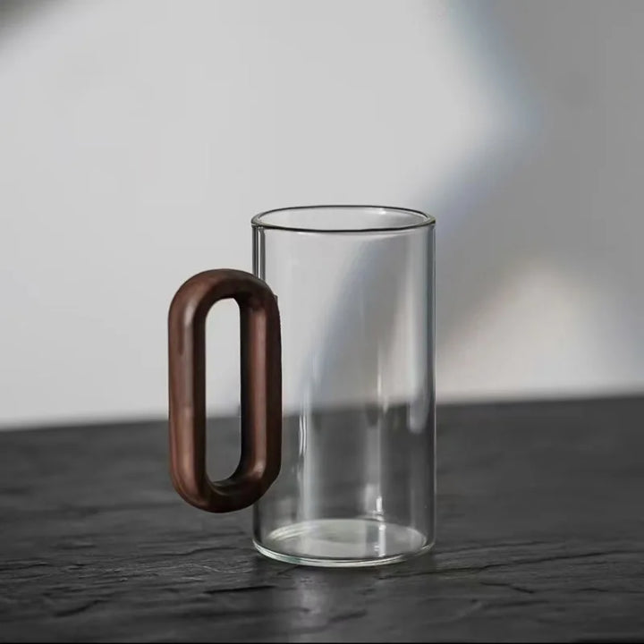Nordic Glass Mug with Wooden Handle