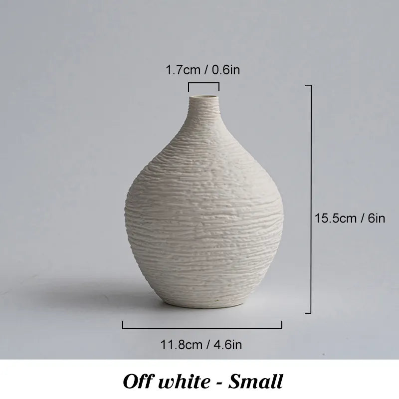 Textured Matte Ceramic Vase – Neutral Minimalist Decor for Modern & Scandinavian Interiors