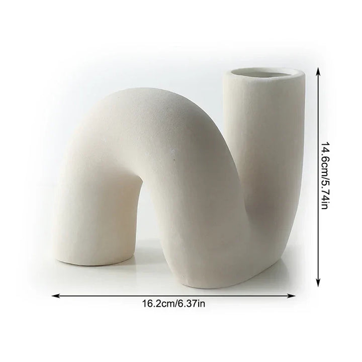 Sculptural White Ceramic Art Vase – Modern Curved Accent for Minimal & Contemporary Interiors