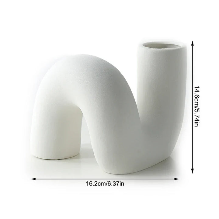 Sculptural White Ceramic Art Vase – Modern Curved Accent for Minimal & Contemporary Interiors