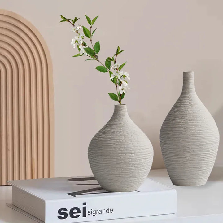 Textured Matte Ceramic Vase – Neutral Minimalist Decor for Modern & Scandinavian Interiors