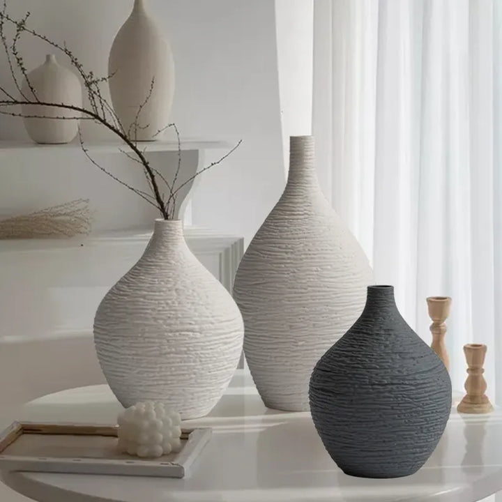 Textured Matte Ceramic Vase – Neutral Minimalist Decor for Modern & Scandinavian Interiors