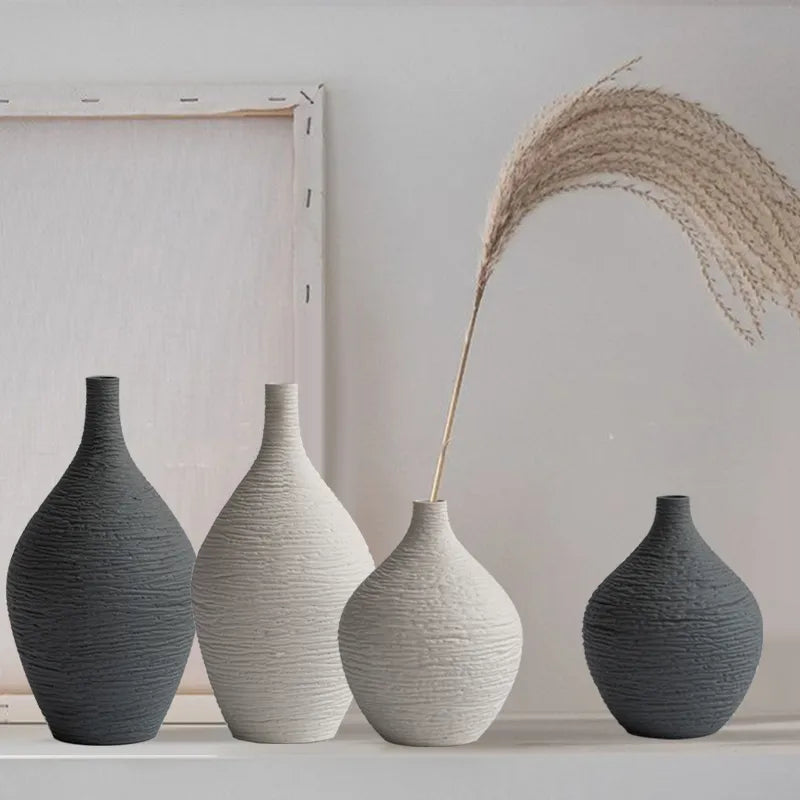 Textured Matte Ceramic Vase – Neutral Minimalist Decor for Modern & Scandinavian Interiors