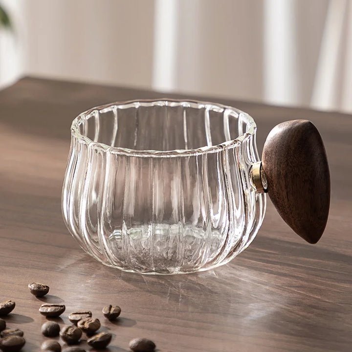 Glass Coffee Mug with Wooden Handle