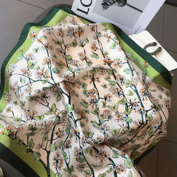 Amélie Pure Silk Scarf – 70cm Floral Square