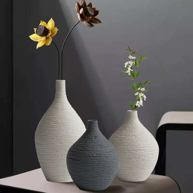 Textured Matte Ceramic Vase – Neutral Minimalist Decor for Modern & Scandinavian Interiors