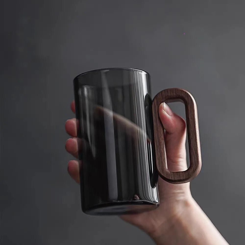 Nordic Glass Mug with Wooden Handle