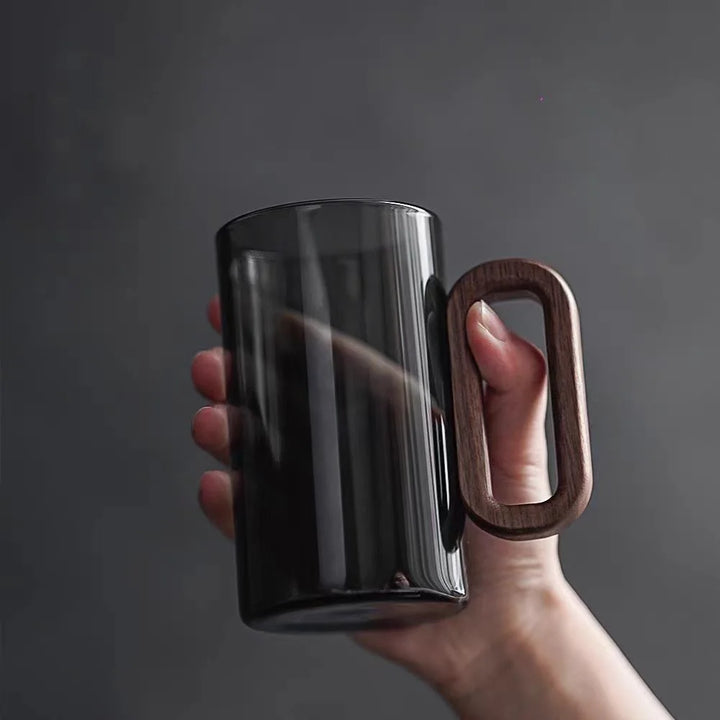 Nordic Glass Mug with Wooden Handle