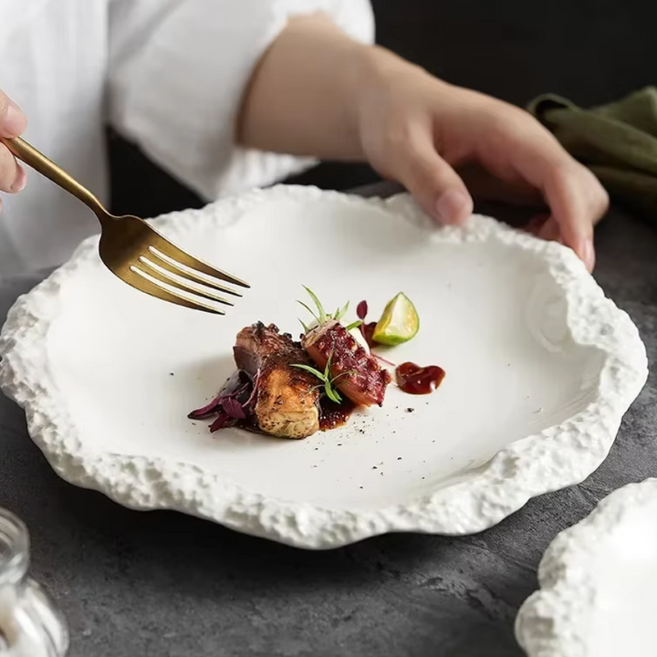 White Ceramic Irregular Edge Plates